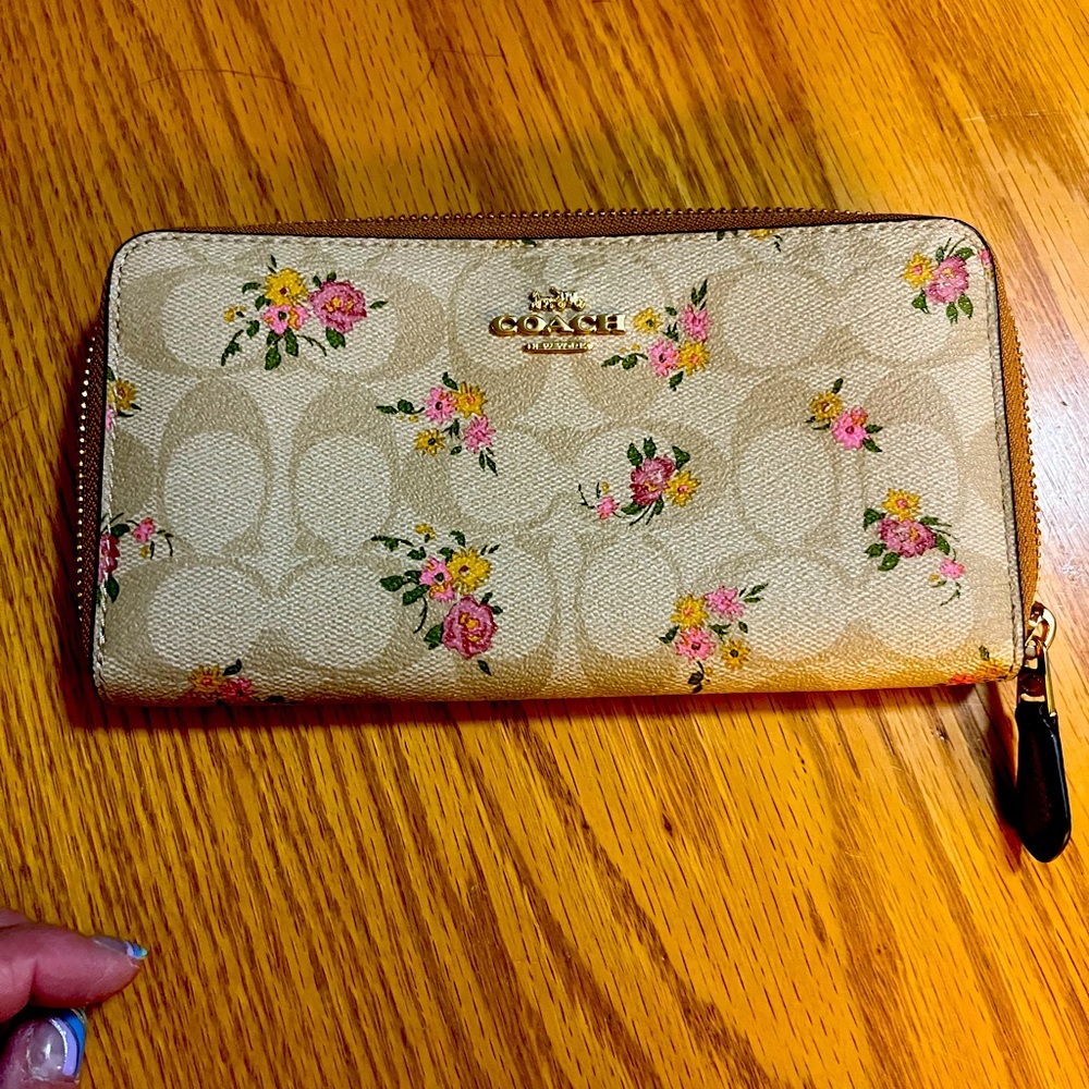 Coach pink floral wallet